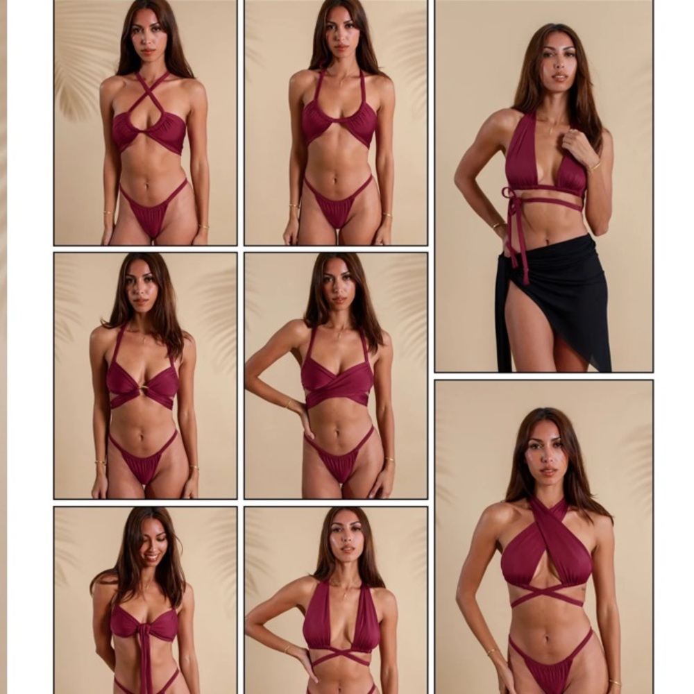 Royal Codes x Revolve Solara 9 Way Red Multiway Bikini Swim Halter Crop Top XS